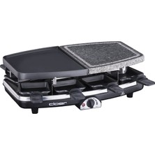 Cloer 6435 Raclette Gril Izgara Doğal Taş Levha ve Yapışmaz Alüminyum Plakalı 1200 Watt