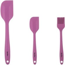 Feyza Design Renkli 3'lü Silikon Spatula ve Fırça Seti, Mutfak Gereçleri