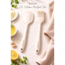 Feyza Design Isıya Dayanıklı 2’li Silikon Spatula ve Pasta Fırçası Seti, Krem