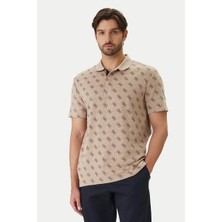Guess Kısa Kollu Tamamı 4g Jakarlı Polo Yakalı Erkek Bej Polo T-Shirt M6GP04K3073-FMAZ