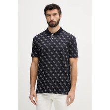 Guess Kısa Kollu Tamamı 4g Jakarlı Polo Yakalı Erkek Lacivert Polo T-Shirt M6GP04K3073-FBDB