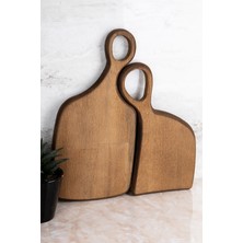 Feyza Design 2'li Ahşap Kesme ve Sunum Tahtası, Figürlü Doğal Ahşap Set
