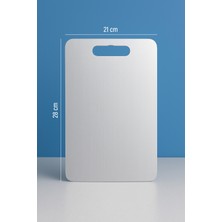 Feyza Design Orta Boy Paslanmaz Çelik Kesme Tahtası, Dayanıklı ve Kullanışlı