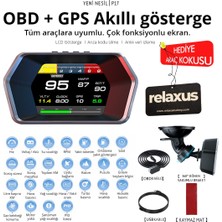 Relaxus OBD + OBD 2 + Gps Çift Modlu Araç Hud LCD Ekranlı Akıllı Gösterge ve Arıza Tespit Cihazı Oto Kokusu Hediye