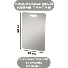 Feyza Design Sağlıklı ve Dayanıklı Paslanmaz Çelik Kesme Tahtası, Hijyenik Kullanım