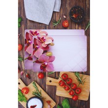 Feyza Design Şık 2'li Temperli Cam Kesme Tahtası Seti, Çiçek Desenli, Hijyenik, Dayanıklı