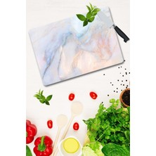 Feyza Design 30X40CM Mermer Desenli Cam Kesme Tahtası, Şık ve Kullanışlı Tasarım