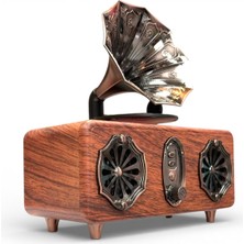 Gramafon Görünüm Ahşap Nostalji Radyo,bluetooth Özellikli, Gramafon Nostaljik Radyo