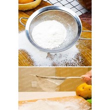 Feyza Design Paslanmaz Çelik Un Eleği, 18 Cm, Saplı, Şeker ve Bakliyat Süzgeci