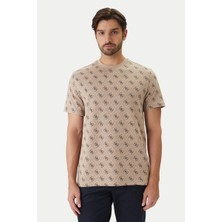 Guess Bisiklet Yaka Kısa Kollu Jakarlı 4g Örme Erkek Bej Top M6GP34K3200-FMAZ