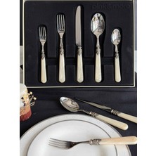 Rossev Çatal Kaşık Bıçak Takımı 30 Parça 6 Kişilik Marta Bej Silver