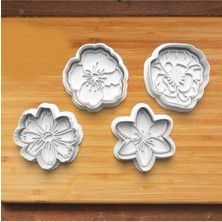 Feyza Design Dört Çiçek Desenli Kurabiye ve Şeker Hamuru Kalıbı Seti