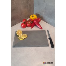 Feyza Design Şık Füme Cam Kesme Tablası 20X30CM, Dayanıklı ve Estetik Tasarım