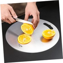 Feyza Design Paslanmaz Çelik Yuvarlak Kesme Tahtası Antrasit Renk Mutfak Gereci