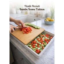 Feyza Design Bambu Kesme ve Doğrama Tahtası, Plastik Hazneli, Çok Amaçlı Kullanım