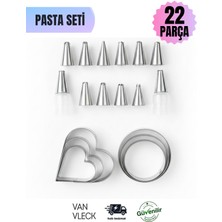 Feyza Design 22 Parça Pasta Dekorasyon Seti, Duy Ucu ve Kurabiye Kalıbı Seti