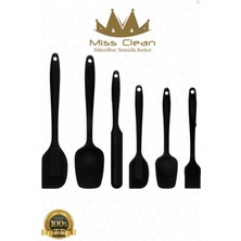 Feyza Design 6'lı Isıya Dayanıklı, Yanmaz, Yapışmaz Silikon Spatula Seti Siyah