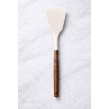 Destpak Akasya Saplı Spatula - Ahşap - Yemek Pişirme - Tatlı Servisi - Sağlam Silikon Spatula