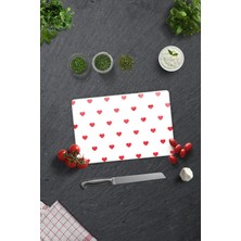 Feyza Design Şık Kalp Desenli Cam Kesme Tablası, 20X30 Cm, Zarif ve Fonksiyonel