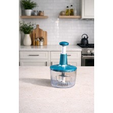 Feyza Design Mavi Renkli 5 Parçalı Manuel Doğrayıcı ve El Rondosu Seti