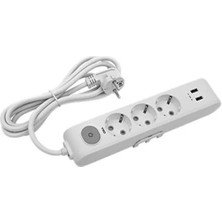 Viko Multilet 2 Usb'li 3 Girişli Anahtarlı 2 Metre Kablolu Topraklı Çocuk Korumalı Grup Priz