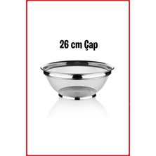 Feyza Design 26 cm Paslanmaz Çelik Pirinç Süzgeç, Kulpsuz, Dayanıklı ve Kullanışlı