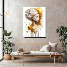 Artprinta Altın Detaylı Kadın Portre Kanvas Tablo – Modern Lüks Duvar Dekoru