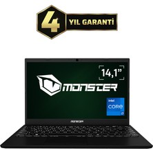 Monster HUMA H4 V5.2.10 Black Intel Core i7 1255U 32 GB RAM 1 TB SSD FreeDOS 14,1'' FHD 60 Hz Taşınabilir Bilgisayar