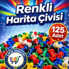 Nistabolje 125 Adet Renkli Harita Çivisi Mantar Pano Raptiyesi Pano Iğnesi