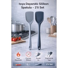 Feyza Design 2 Adet Geniş Ağızlı Ekstra Sert Uçlu Silikon Spatula Seti