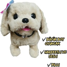 Toys Büyük Boy Oyuncak Köpek, Pilli Oyuncak Köpek, Hareketli Sesli Oyuncak Köpek, Peluş Köpek , 20 cm