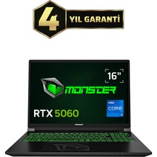 Monster Tulpar T6 V3.3.2 Intel Core I7 13700HX 32 GB Ram 1 Tb SSD 8 GB Rtx 5060 Freedos 16" Fhd+ 165 Hz Oyun Bilgisayarı