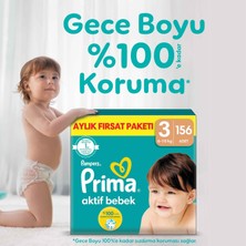 Prima Aktif Bebek, Bebek Bezi 3 Numara, 156 adet