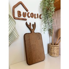 Feyza Design Doğal Ahşap Geyikli Sunum ve Kesme Tahtası, Dekoratif ve Işlevsel Tasarım