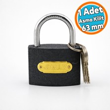 Nzb Gri Renk Asma Kilit Gri 63 mm 3 Anahtarlı Halka Işyeri Kepenk Kapı Sandık Kilidi Tosba Kilit