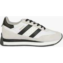 Hammer Jack Hakiki Deri Santiago Beyaz Siyah Kadın Spor Ayakkabı