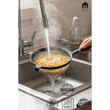 Feyza Design Ince Delikli Paslanmaz Çelik Makarnalık ve Pirinç Süzgeç, Ergonomik Saplı