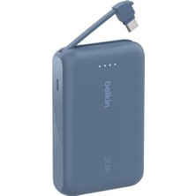 Belkin Boostcharge Powerbank, Entegre Type-C Kablolu 10K Pd 20W, Mavi