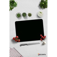 Feyza Design Siyah Cam Kesme Tahtası 30X40 Cm, Şık ve Dayanıklı Mutfak Gereci