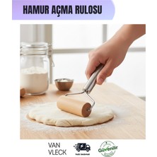 Feyza Design Metal Saplı Ahşap Hamur Açma Rulosu, Dayanıklı Pasta Hazırlama Aleti