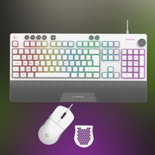 Rampage Gaming Oyuncu Klavye Mouse Set Eclıpse Beyaz USB Rgb Aydınlatmalı Q Klavye