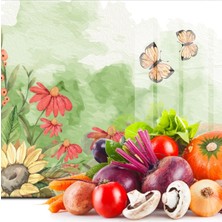 Feyza Design Suluboya Kelebek Desenli Cam Kesme Tahtası 20X30 cm