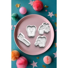 Feyza Design Diş Temalı 4'lü Kurabiye ve Hamur Kalıbı Seti, Eğlenceli ve Pratik Kullanım