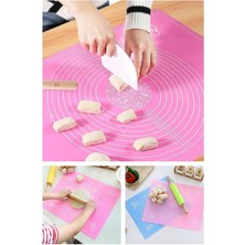 Feyza Design Pembe Büyük Boy 65X45 Silikon Hamur Açma Matı, Rahat ve Pratik Kullanım