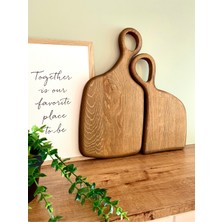 Feyza Design Iki Adet Ahşap Sunum ve Kesme Tahtası, Dekoratif Meşe Kahverengi Set