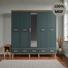 Flances Pera 5 Kapaklı Çekmeceli Mdf Gardırop