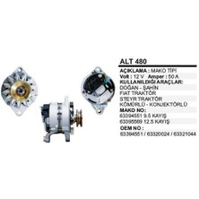 Alternatör 12V 50A Fiat Traktör 480 640 540 Steyr Doğan Şahin Kartal Slx 4808500 ALT480 Dodo