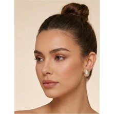 Gante Life Ortası Inci Detaylı Altın Rengi Oval Kadın Küpe