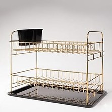 SHC4200 Iki Katlı Demonte Bulaşıklık Paslanmaz Kaplama Siyah/gold Renkli