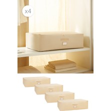 Ocean Home Textile 4 Adet Mega Boy Bej Balıksırtı Baza Altı Yastık Yorgan Kazak Hurcu 74 x 46 x 22 cm